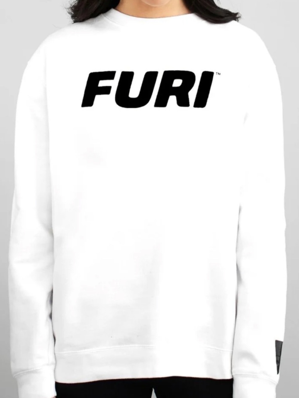 FURI Men’s or Women’s White Logo Sweatshirt with black lettering! XL